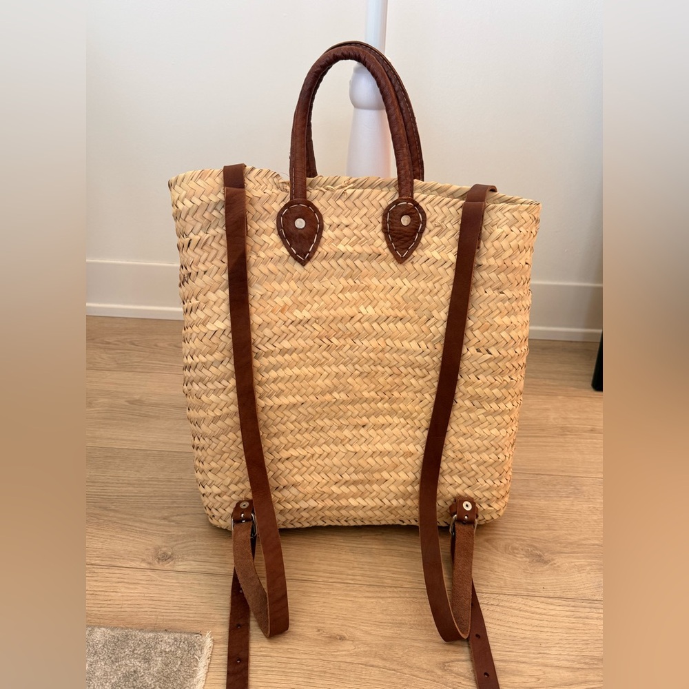 NWOT Authentic Handmade French Straw and Leather Basket Backpack | O/S - Picture 11 of 14